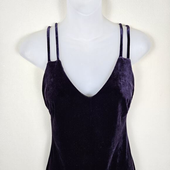 Vintage Bruno Duluc x Kush Mini Dress S Purple Velvet Strappy 80s 90s Y2K Dance - Picture 3 of 16